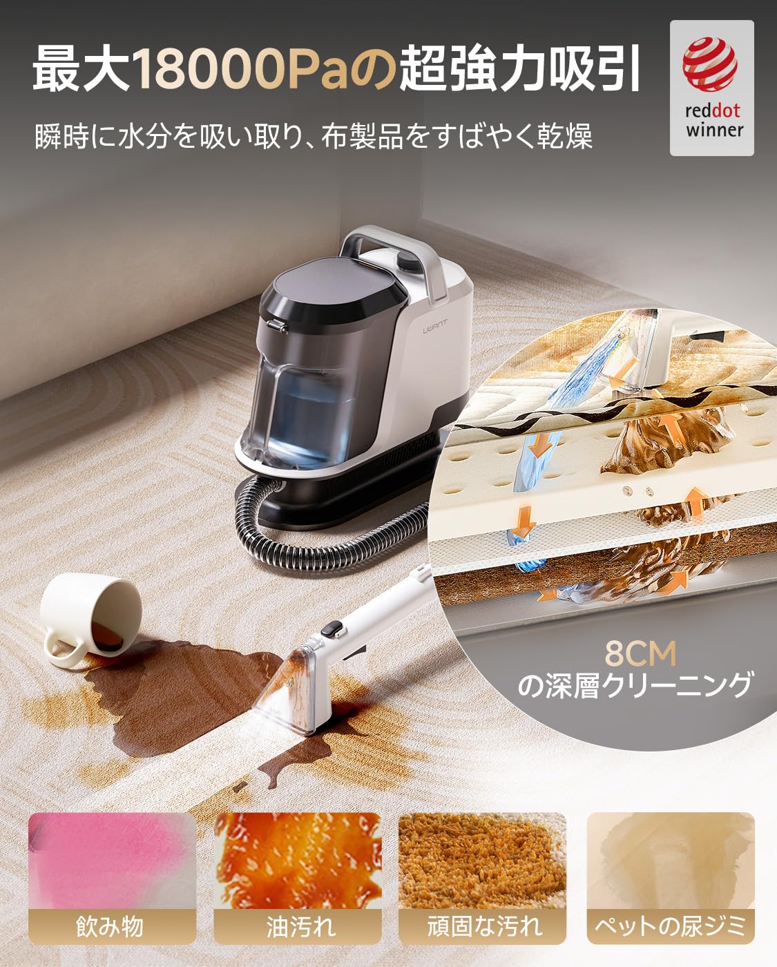 Amazon | uwant カーペットクリーナー【2026年最新アップグレード